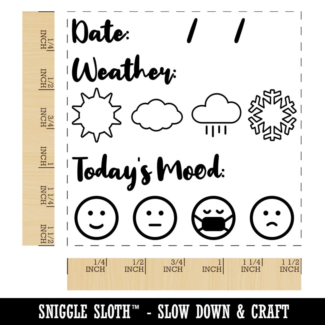 Date Fill-In with Weather Mood Tracker Daily Calendar Self-Inking Rubber Stamp Ink Stamper